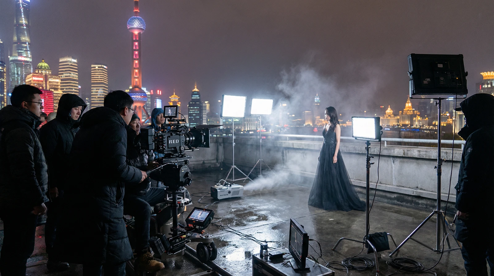 草莓视频上海外滩夜景拍摄现场实况